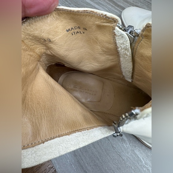 I.N.K. Block Heel Ankle Side Zip Cream Leather Boots EU 39 US  8 - Picture 10 of 12